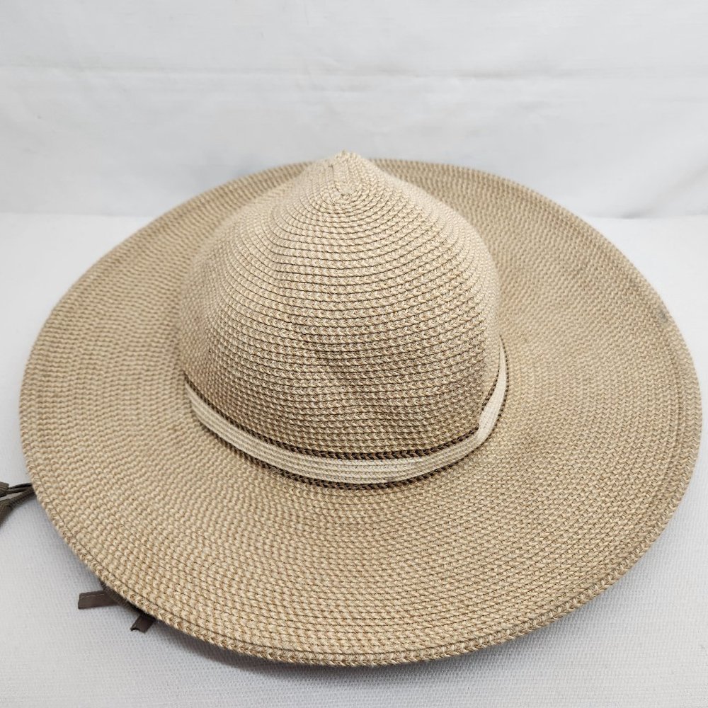 Solar Escape Womens OS Beige Weaved Sun Spring Hat Floppy Garden Adjustable